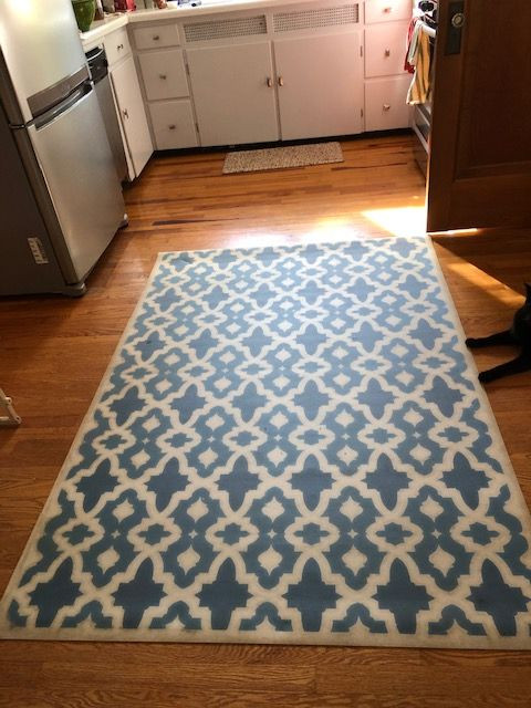 Classic Pattern 31 The Blue Mosque - vinyl floor cloth 52x76 used in a kitchen 