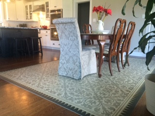 Classic Pattern 21 The White Knight - vinyl floor cloth used in a dining room 