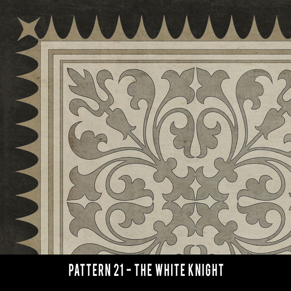 Classic Pattern 21 The White Knight - vinyl floor cloth swatch sample