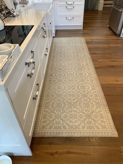 Classic Pattern 21 The White Rabbit - vinyl floor cloth used in a kitchen