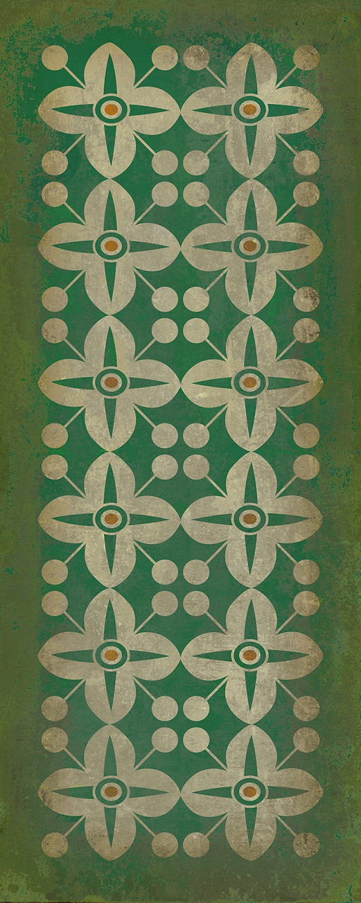 Classic Pattern 3 The Emerald City (distressed) - vinyl floor cloth sizes 30x75, 36x90