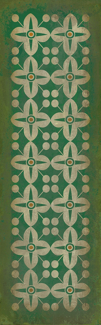 Classic Pattern 3 The Emerald City (distressed) - vinyl floor cloth sizes 26x83, 36x115
