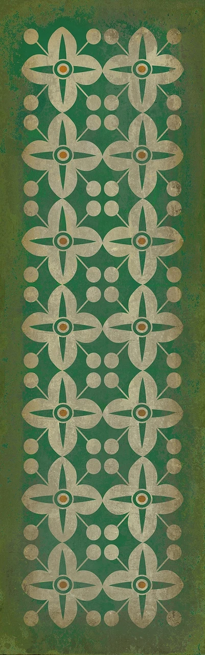 Classic Pattern 3 The Emerald City (distressed) - vinyl floor cloth sizes 24x77, 26x83, 30x96, 36x115