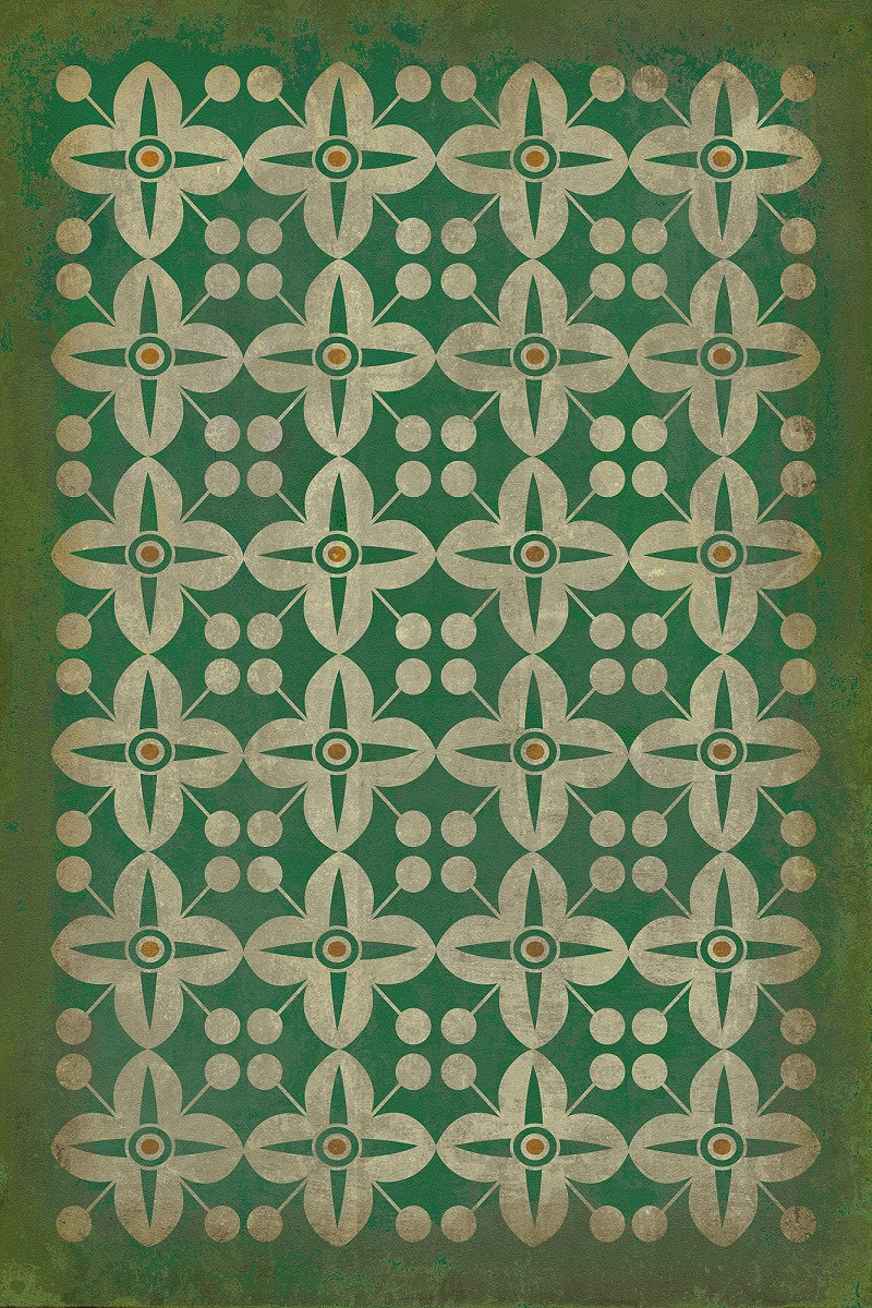 Classic Pattern 3 The Emerald City (distressed) - vinyl floor cloth sizes 20x30, 24x36, 30x44, 38x56, 52x76, 70x102