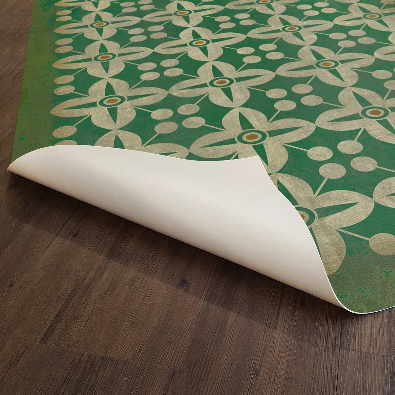 Classic Pattern 3 The Emerald City (distressed) - vinyl floor cloth underside 