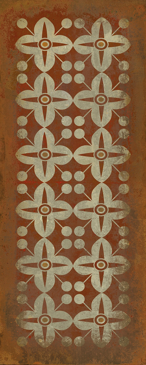 Classic Pattern 3 The Poppy Field (distressed) - vinyl floor cloth sizes 30x75, 36x90