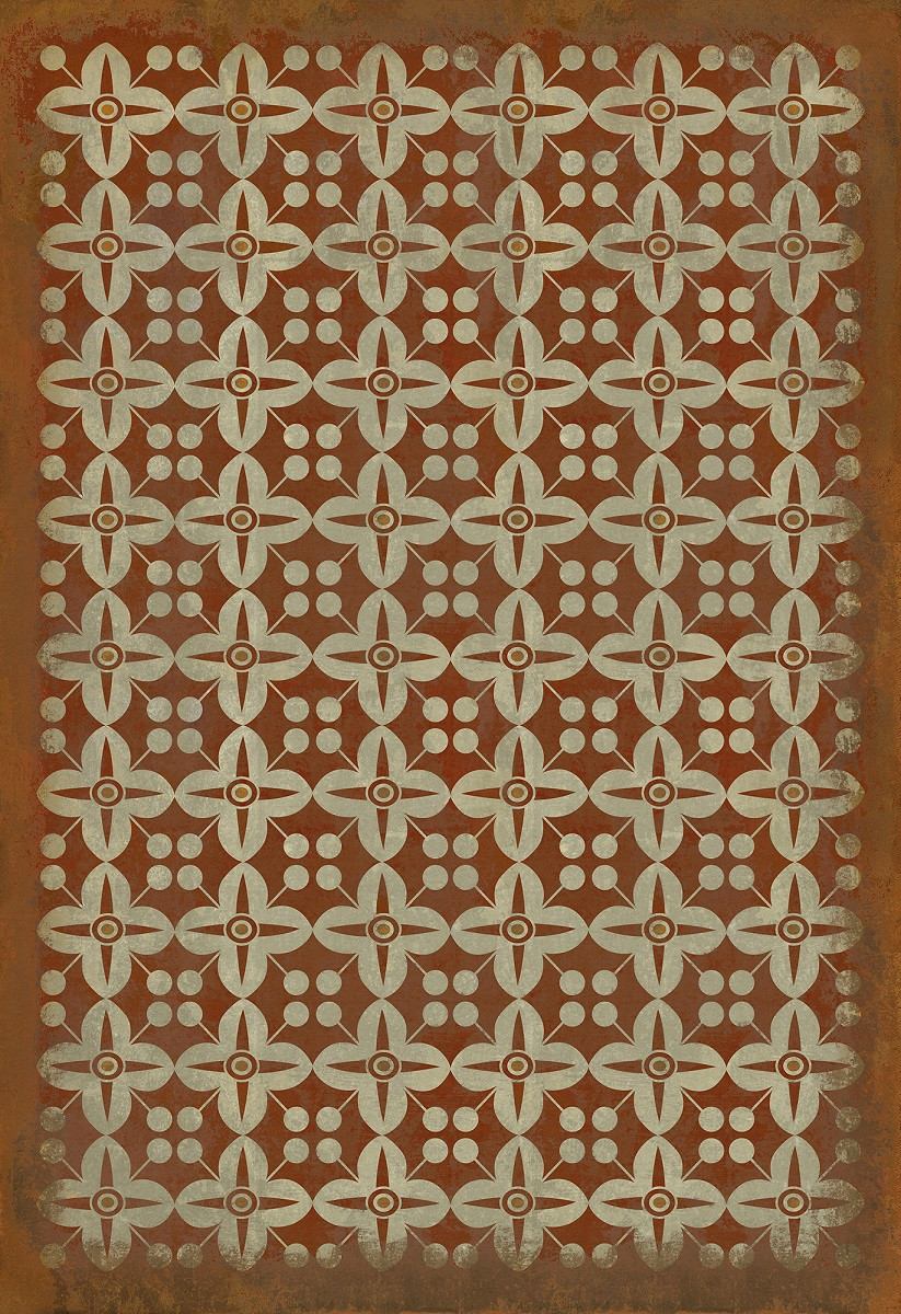 Classic Pattern 3 The Poppy Field (distressed) - vinyl floor cloth sizes 96x140, 120x175
