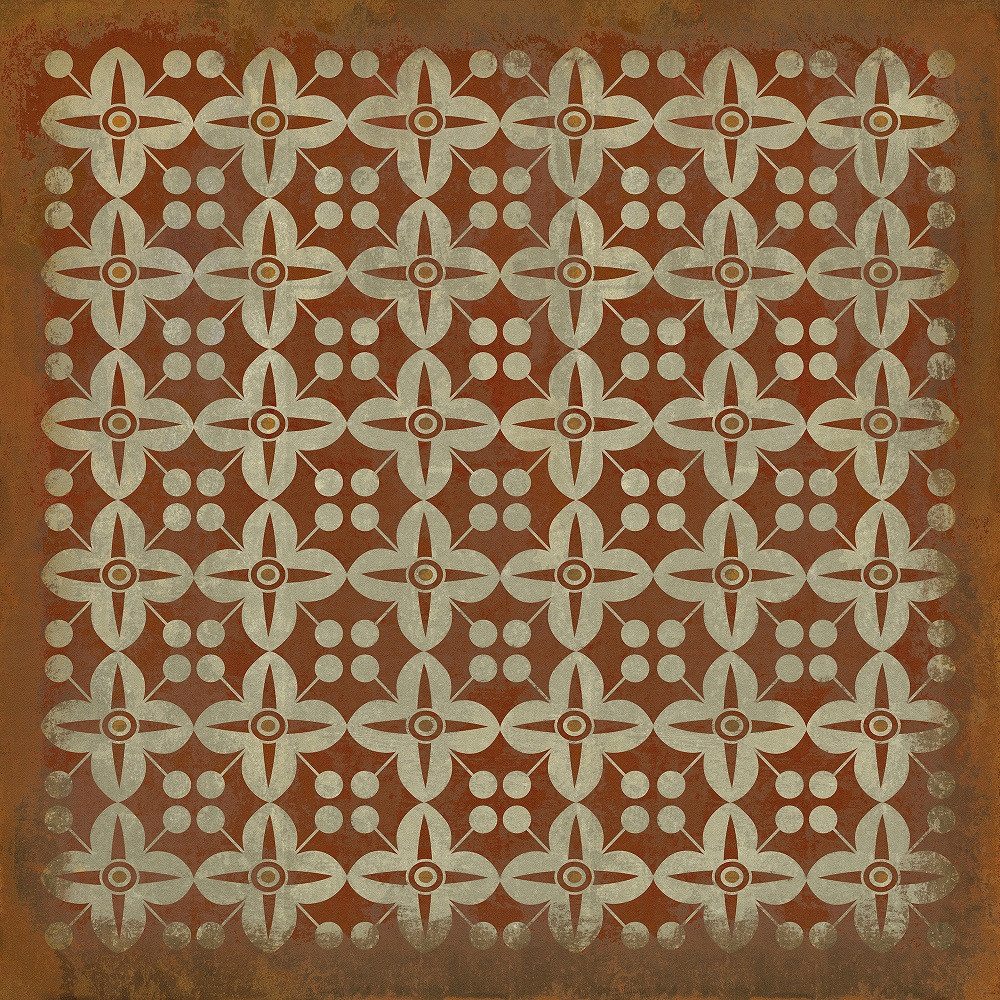 Classic Pattern 3 The Poppy Field (distressed) - vinyl floor cloth sizes 60x60, 72x72