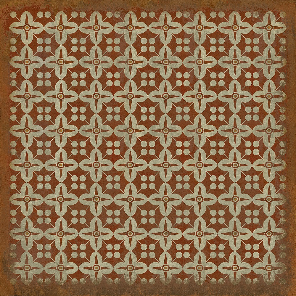 Classic Pattern 3 The Poppy Field (distressed) - vinyl floor cloth sizes 84x84, 96x96, 120x120