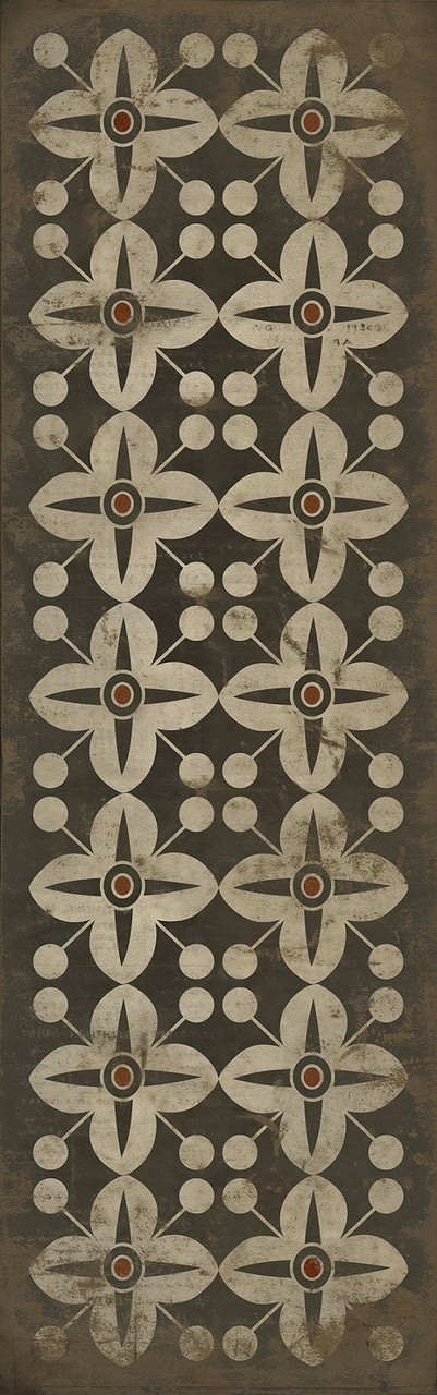 Classic Pattern 3 Oz (distressed) - vinyl floor cloth sizes 26x83, 36x115