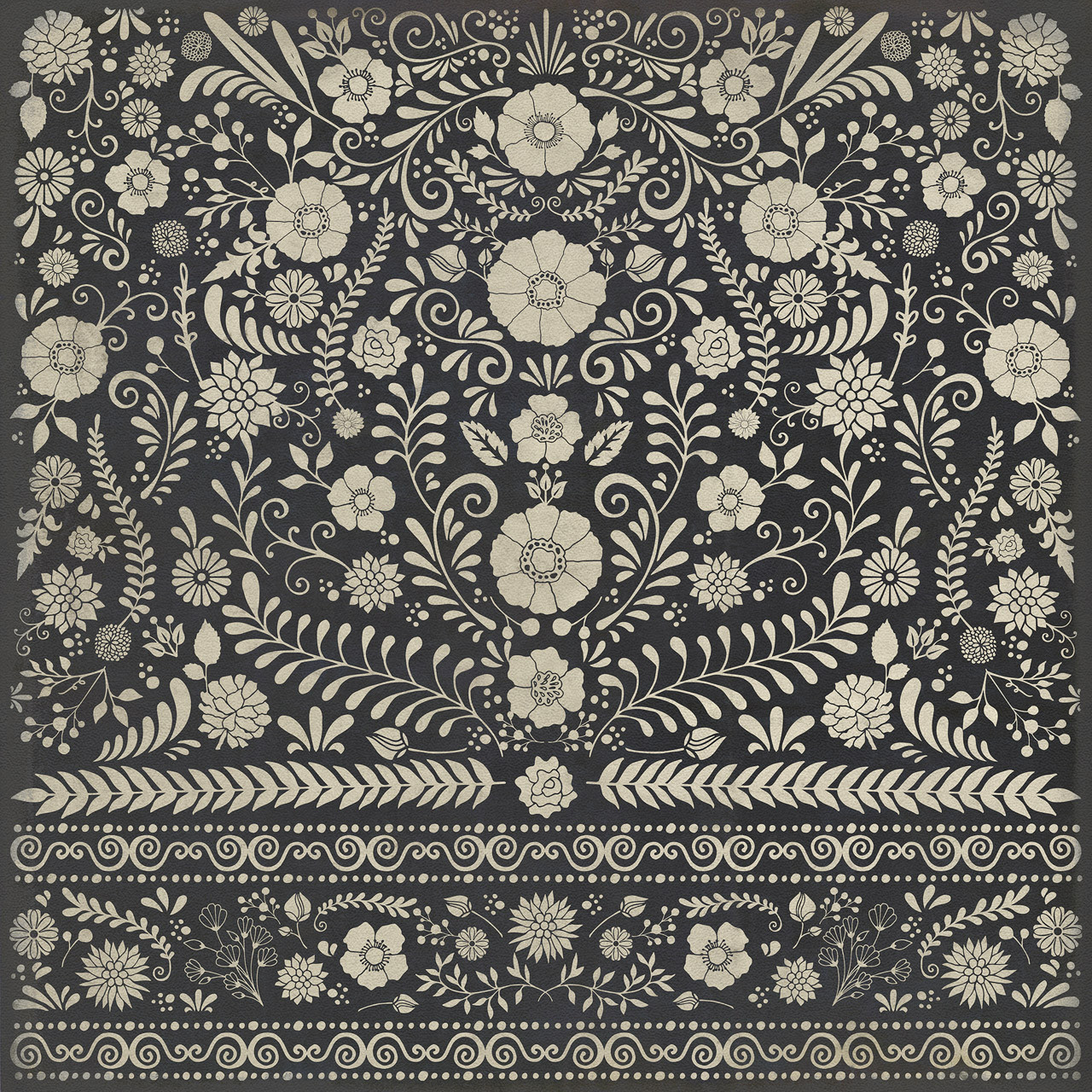 Pattern 36 Saboteur - vinyl floor cloth, Image for all square sizes
