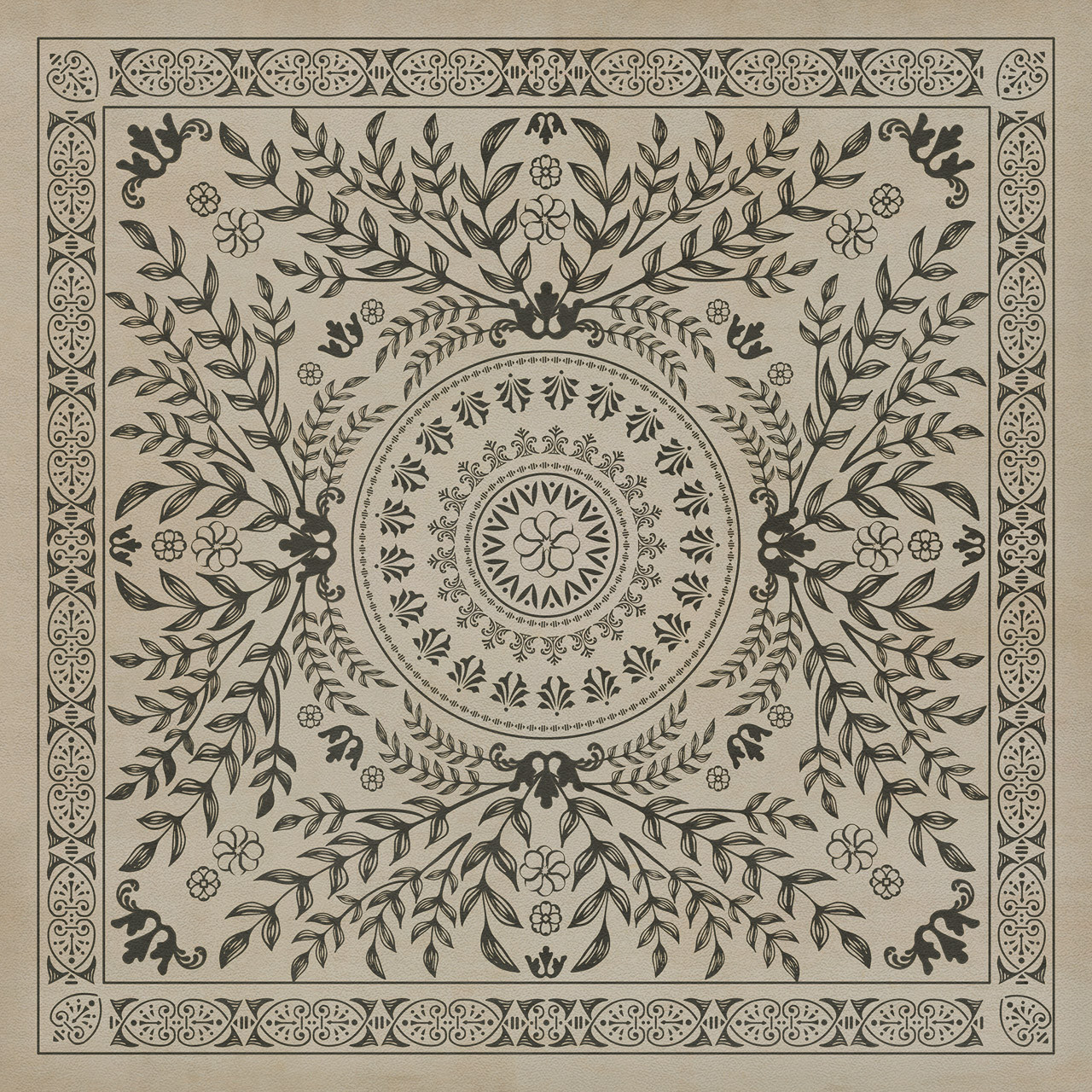 Pattern 40 Drummond Castle - vinyl floor cloth, Image for all square sizes