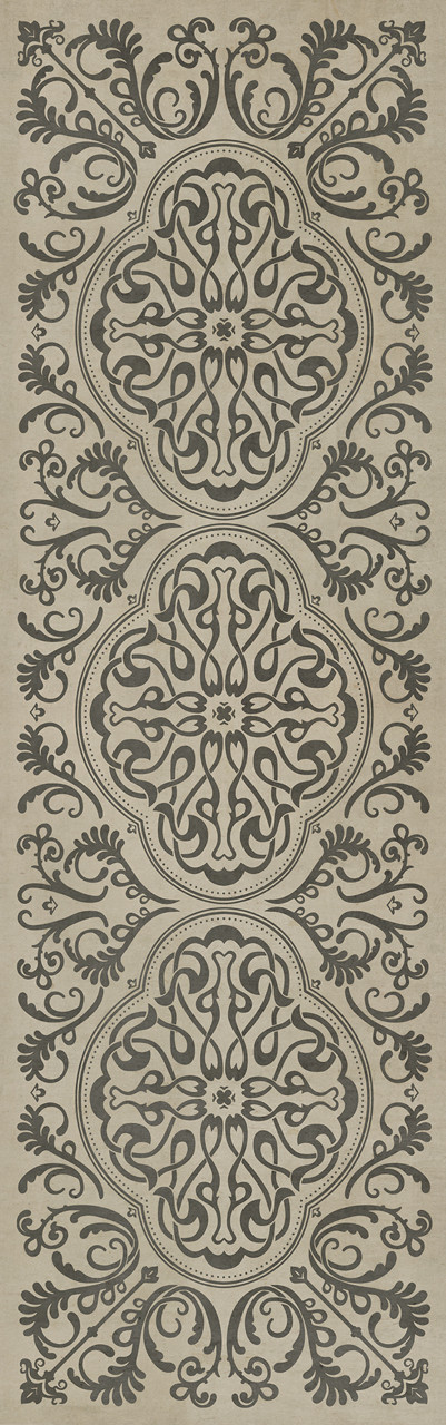 Pattern 39 Crazy Eights - vinyl floor cloth sizes 24x77, 30x96, 26x83, 36x115