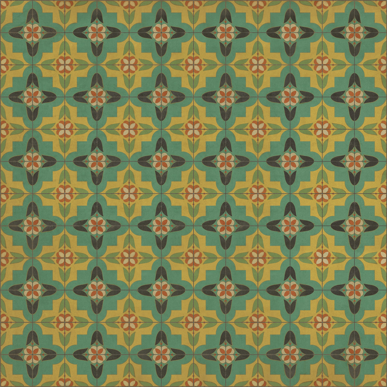 Pattern 33 Ballyhoo - vinyl floor cloth sizes 96x96, 120x120