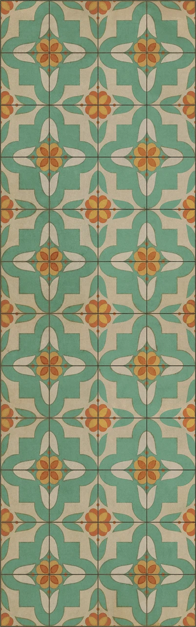 Pattern 33 Dutch - vinyl floor cloth sizes 24x77, 30x96, 26x83, 36x115