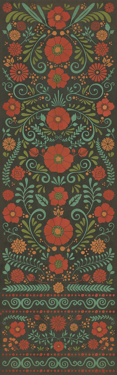 Pattern 36 A Garden to Walk In - vinyl floor cloth sizes 24x77, 30x96, 26x83, 36x115
