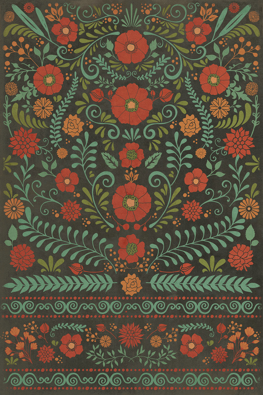Pattern 36 A Garden to Walk In - vinyl floor cloth, Image for all rectangle sizes