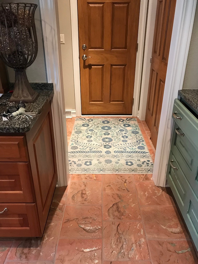 Pattern 36 Breathe - vinyl floor cloth used in an entryway 