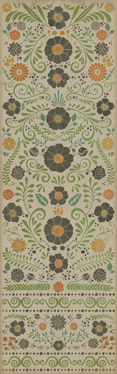 Pattern 36 Prettiest Weeds - vinyl floor cloth sizes 24x77, 30x96, 26x83, 36x115