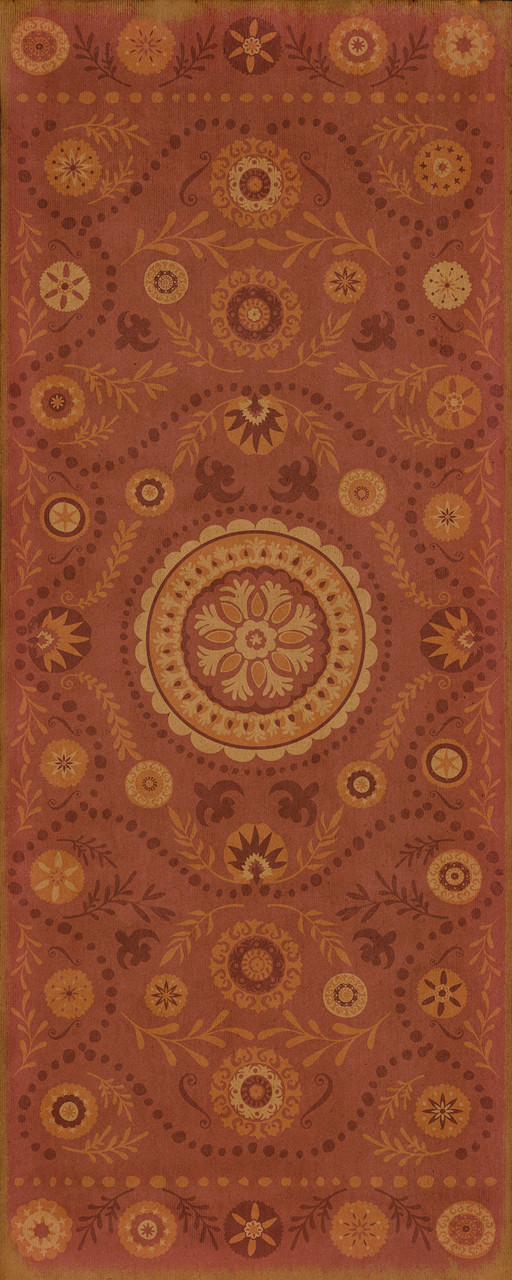Pattern 38 Crimson - vinyl floor cloth sizes 30x75, 36x90