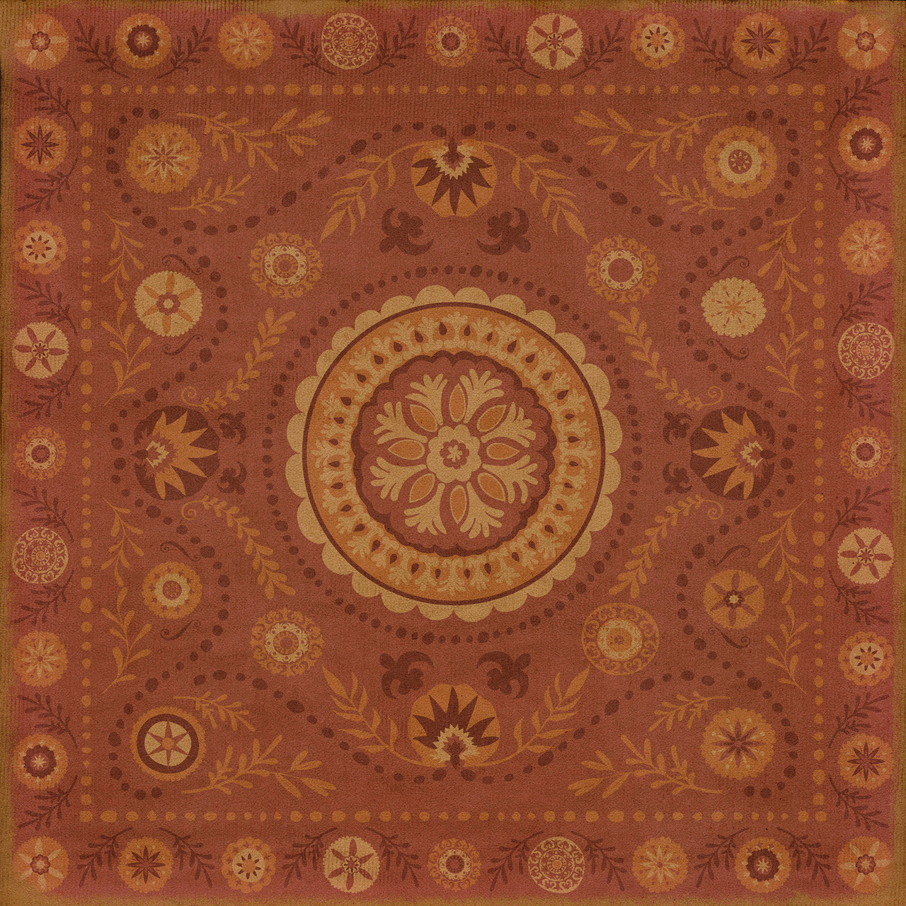 Pattern 38 Crimson - vinyl floor cloth, Image for all square sizes