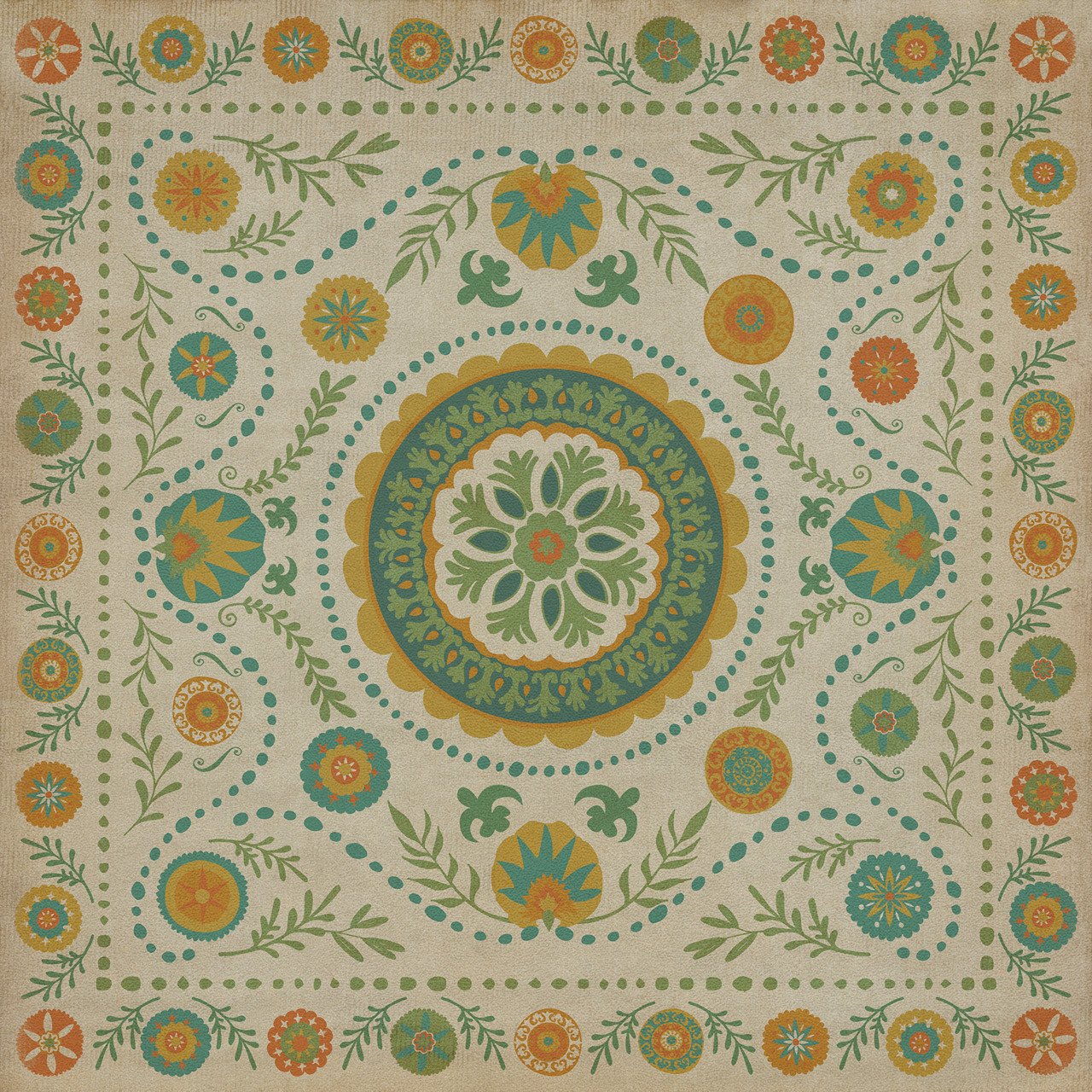 Pattern 38 Summer - vinyl floor cloth, Image for all square sizes