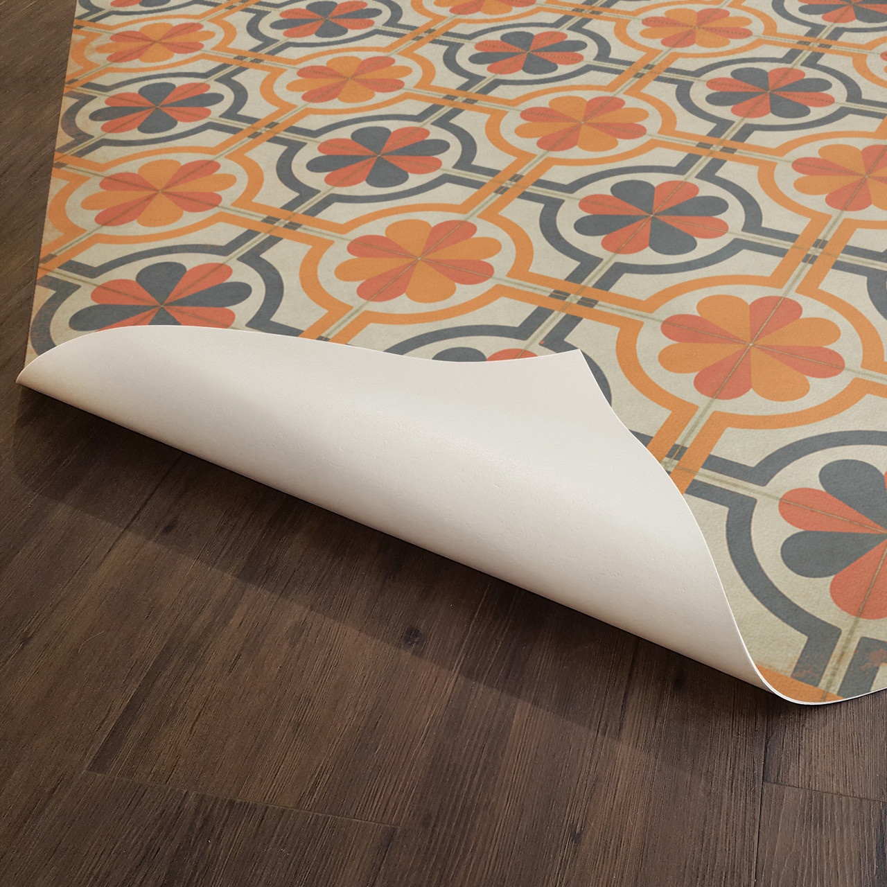 Pattern 19 Newton - vinyl floor cloth underside 