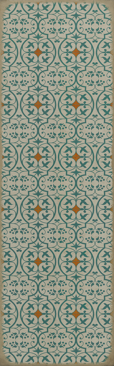 Pattern 51 And I Love Her - vinyl floor cloth sizes 24x77, 30x96, 26x83, 36x115