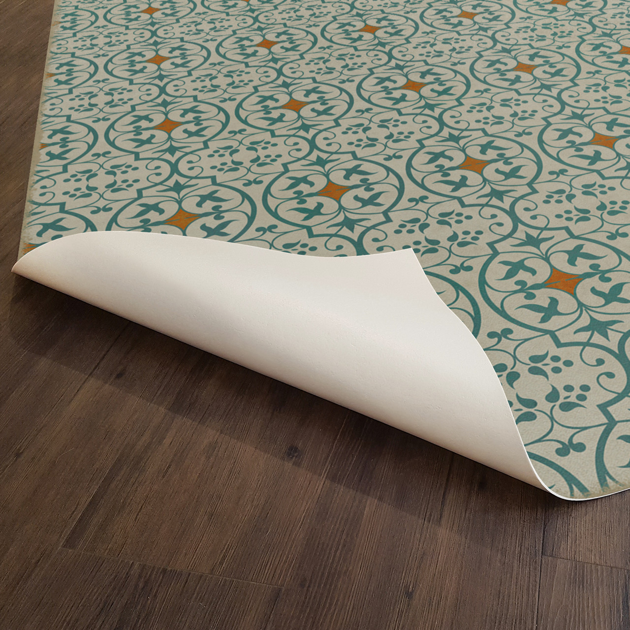 Pattern 51 And I Love Her - vinyl floor cloth underside 