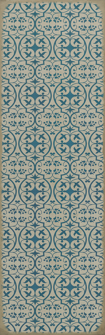 Pattern 51 China Cup - vinyl floor cloth sizes 24x77, 30x96, 26x83, 36x115