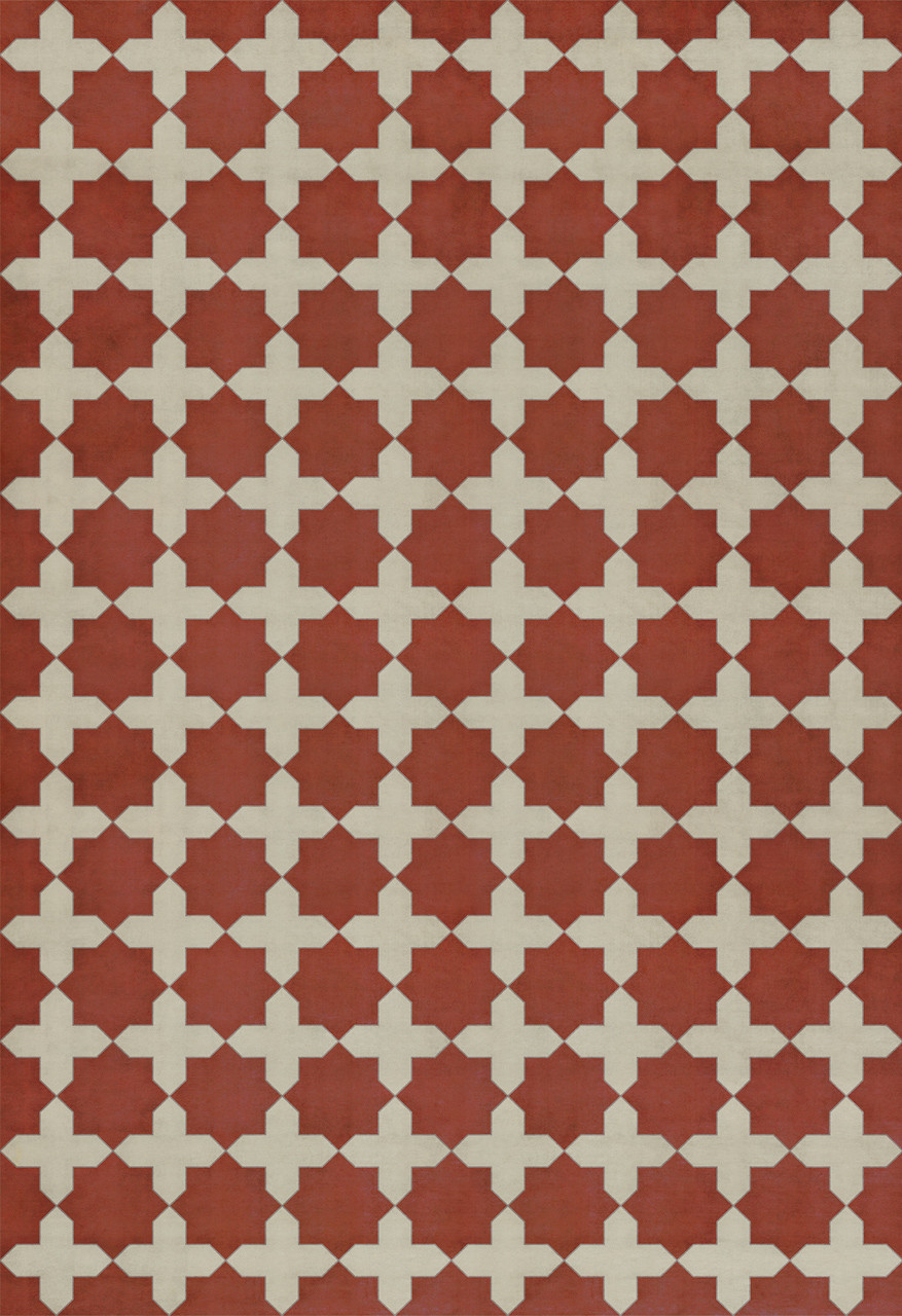 Pattern 23 Red Like Crimson - vinyl floor cloth sizes 96x140, 120x175