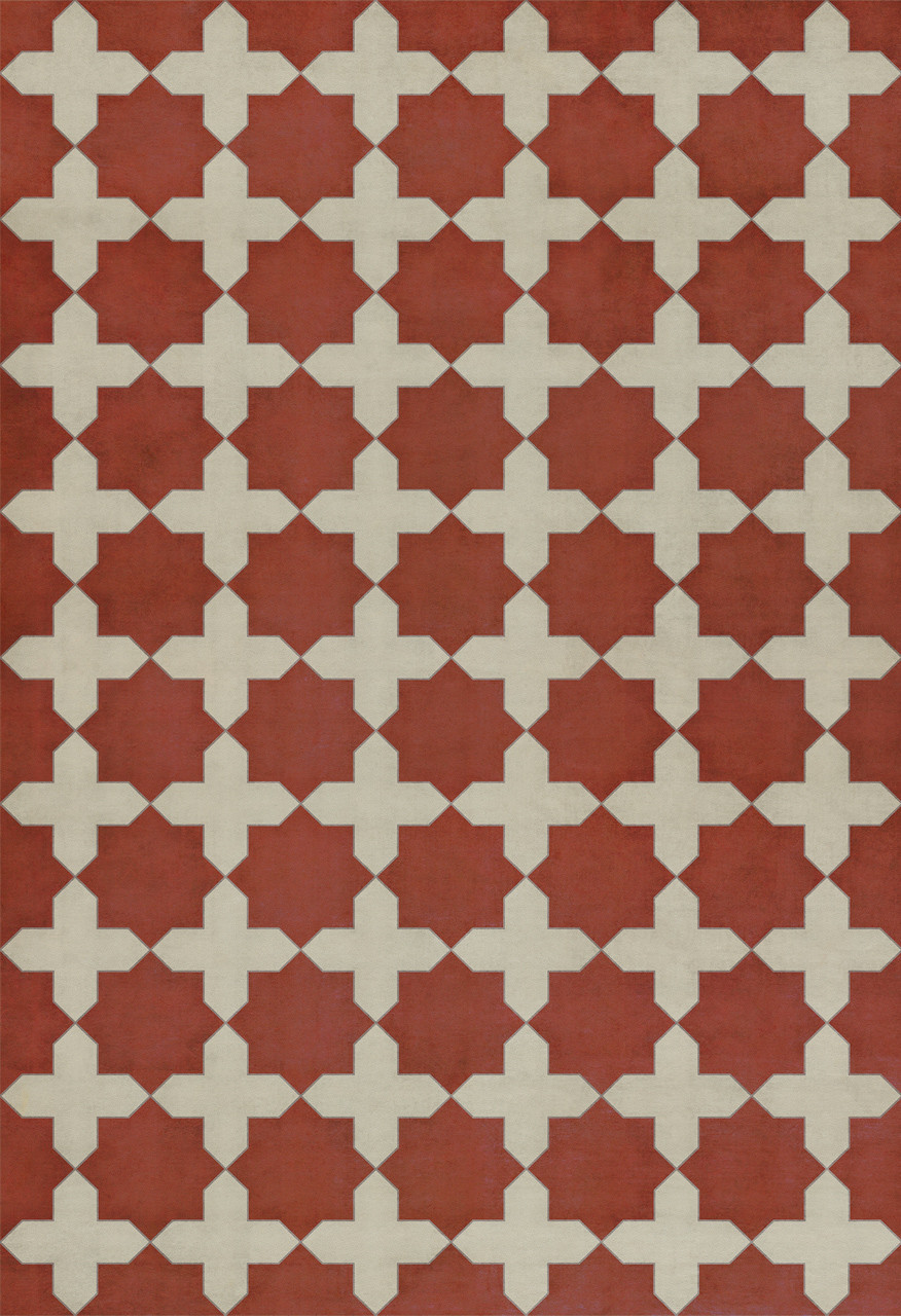 Pattern 23 Red Like Crimson - vinyl floor cloth sizes 52x76, 70x102