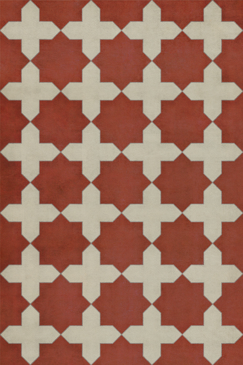 Pattern 23 Red Like Crimson - vinyl floor cloth sizes 20x30, 24x36, 30x44, 38x56
