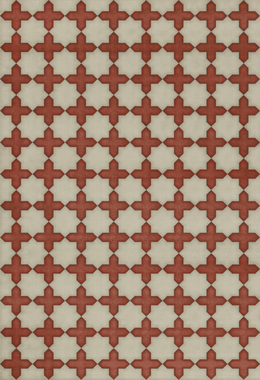 Pattern 23 Dressed in Scarlet - vinyl floor cloth sizes 96x140, 120x175