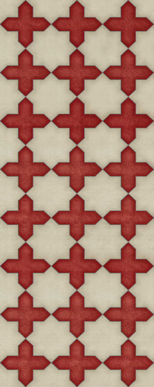 Pattern 23 Dressed in Scarlet - vinyl floor cloth sizes 30x75, 36x90