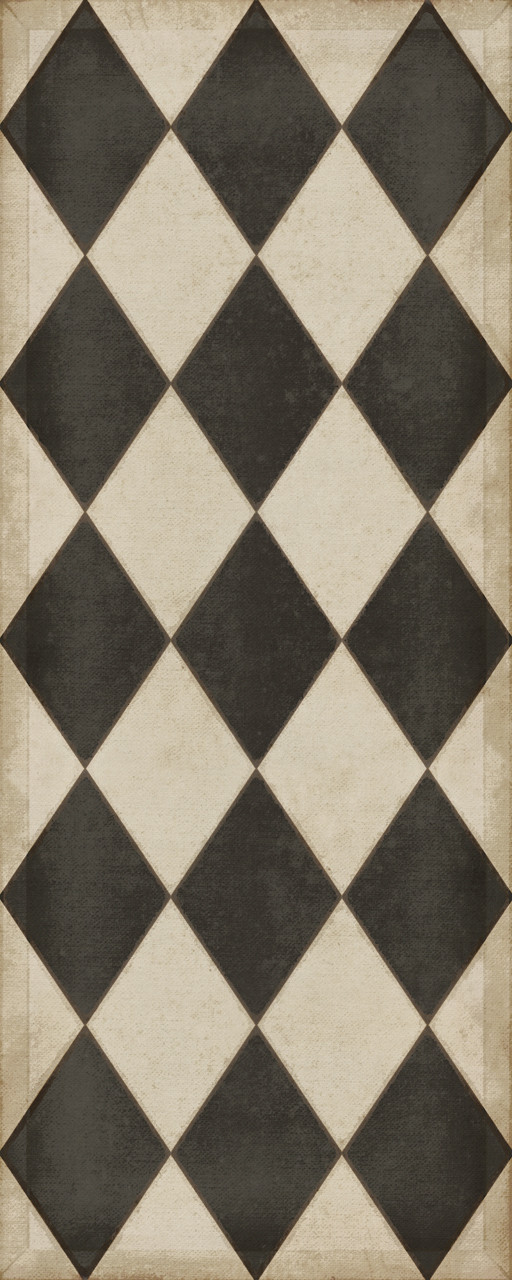 Williamsburg Diamonds Edward - vinyl floor cloth size 30x75, 36x90