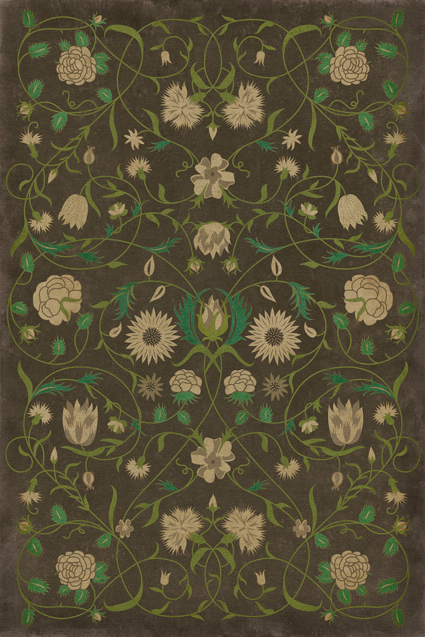 Williamsburg Floral Emma - vinyl floor cloth Image for all rectangle sizes