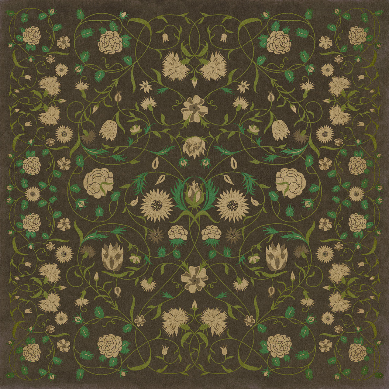 Williamsburg Floral Emma - vinyl floor cloth Image for all square sizes