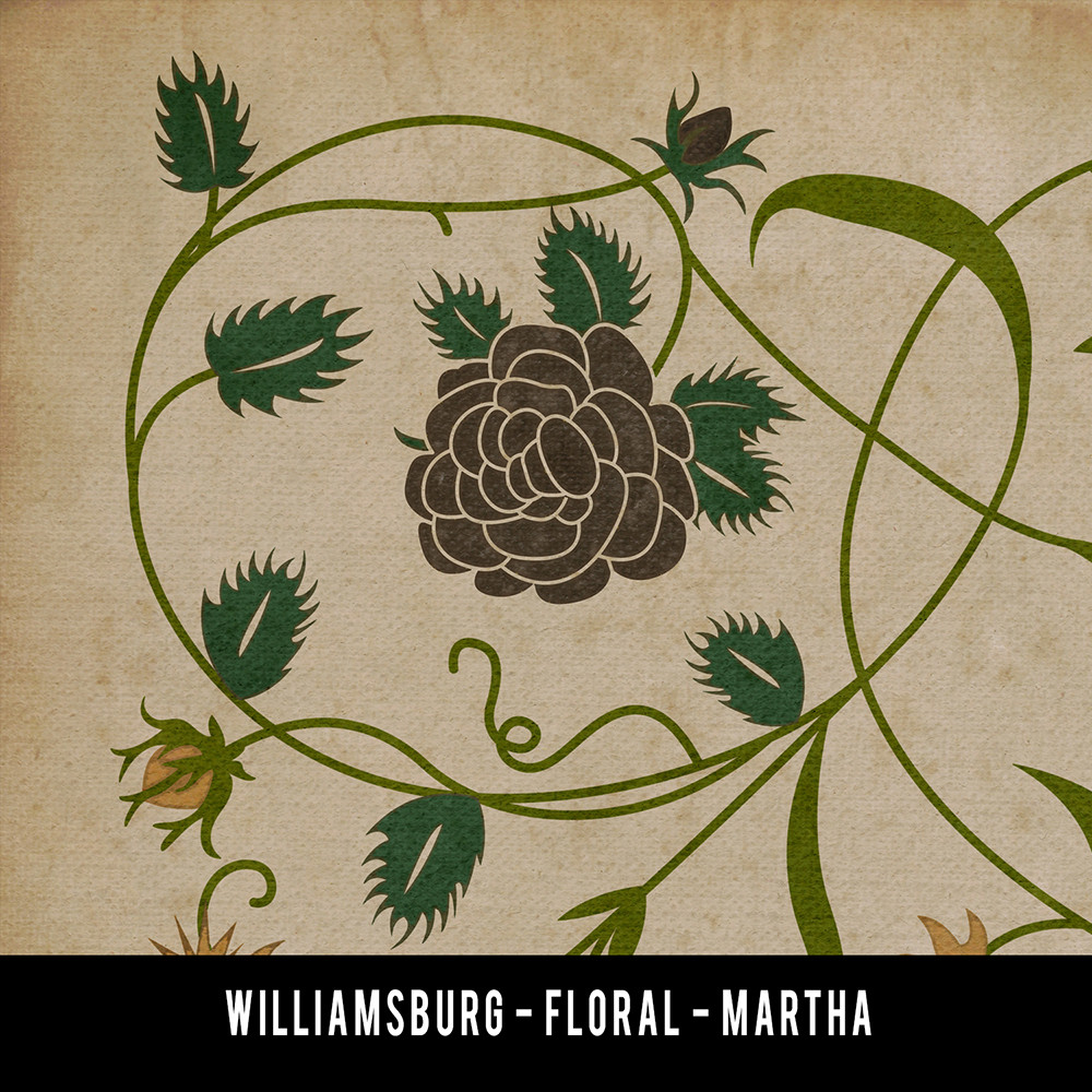 Williamsburg Floral Martha - vinyl floor cloth swatch sample