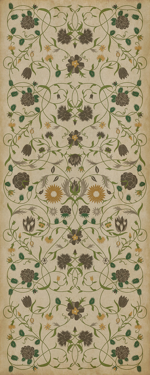 Williamsburg Floral Martha - vinyl floor cloth size 36x90