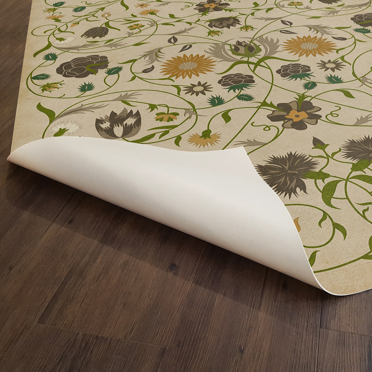 Williamsburg Floral Martha - vinyl floor cloth underside