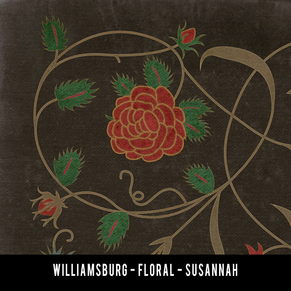 Williamsburg Floral Susannah - vinyl floor cloth swatch sample