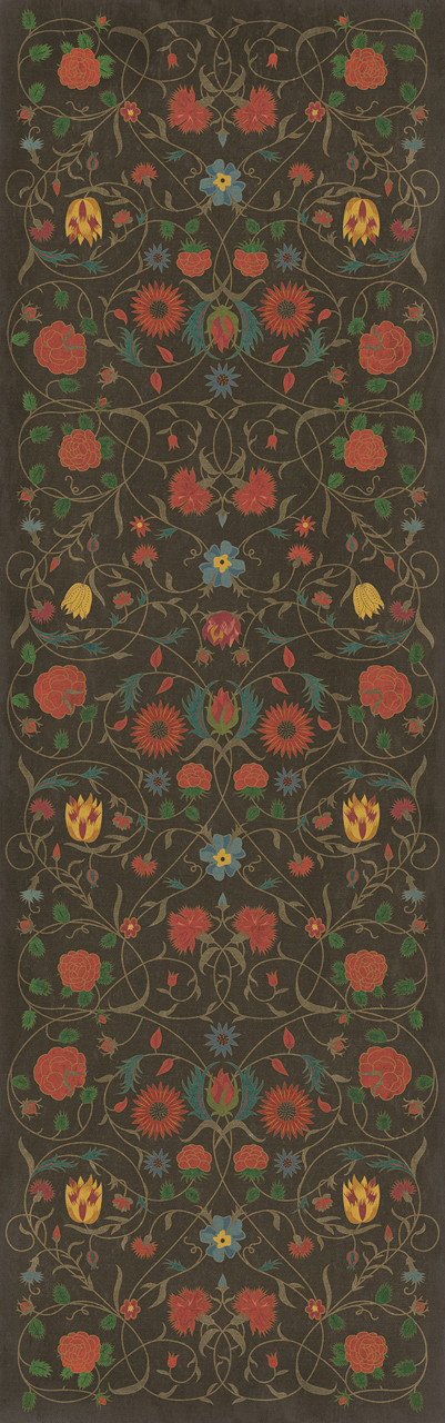 Williamsburg Floral Susannah - vinyl floor cloth 36x115