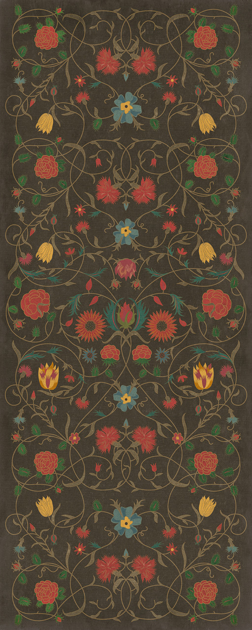 Williamsburg Floral Susannah - vinyl floor cloth 36x90