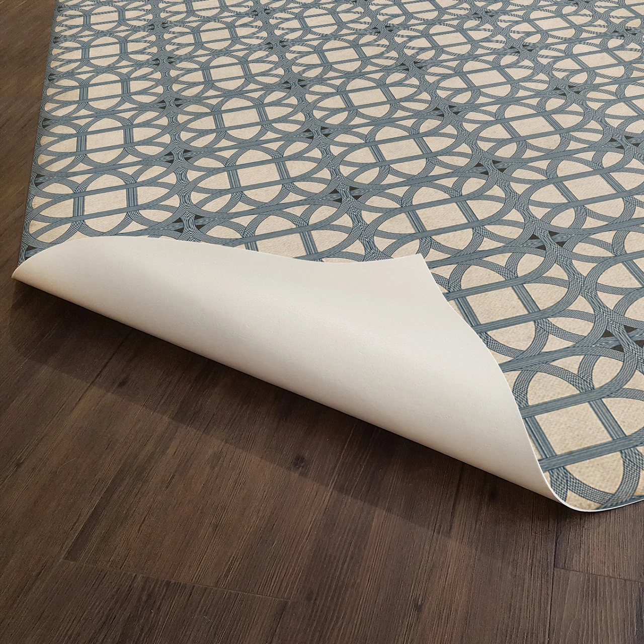 Williamsburg Laramie Lattice James Geddy - vinyl floor cloth underside 