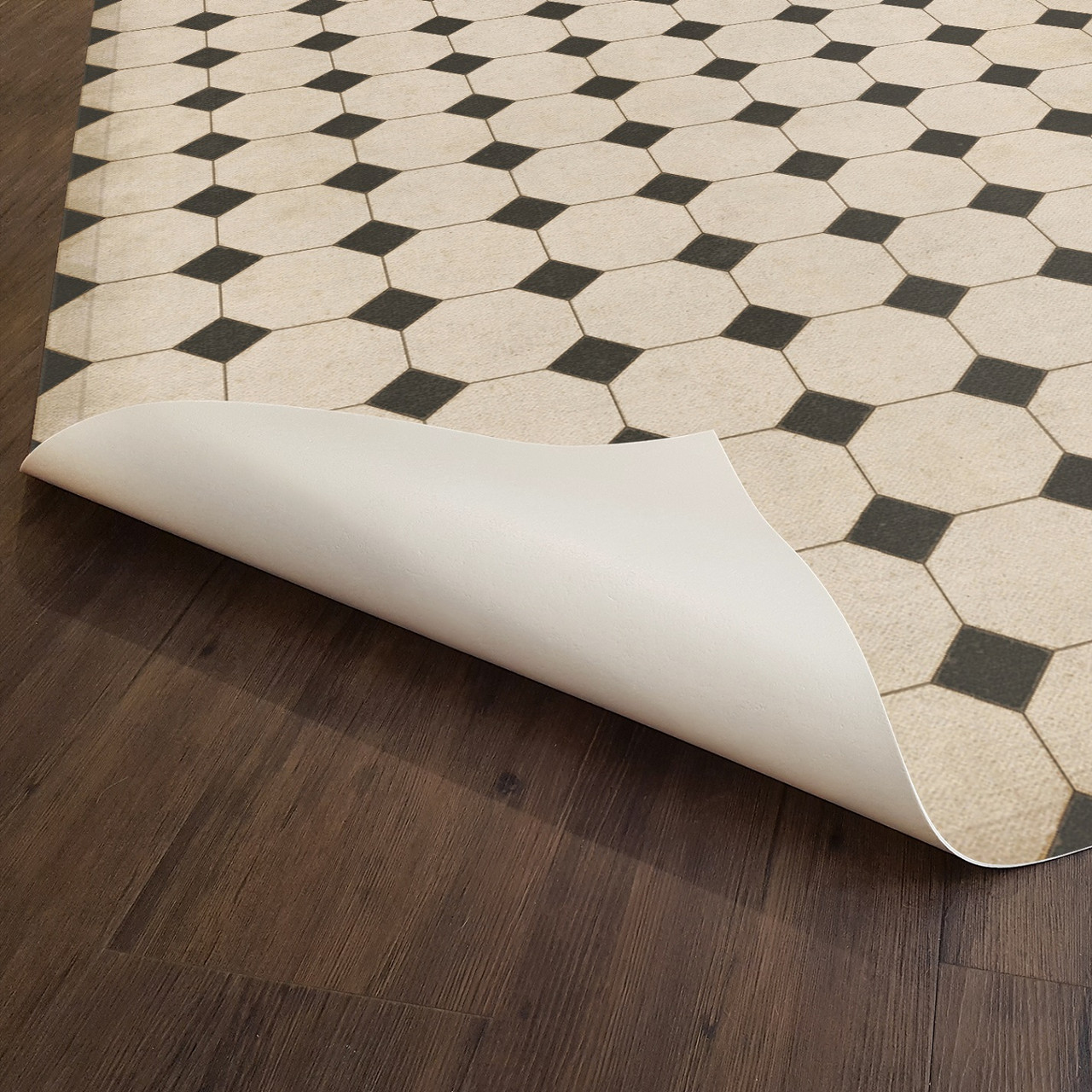 Williamsburg Octagons Adams - vinyl floor cloth underside 