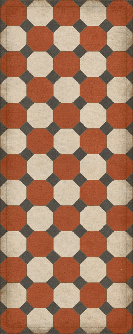 Williamsburg Octagons Lee - vinyl floor cloth size 36x90