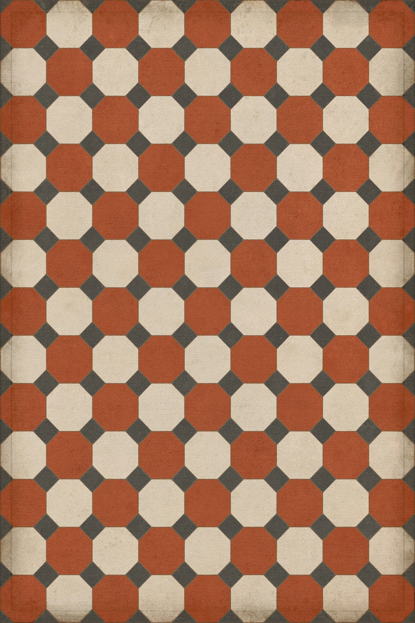 Williamsburg Octagons Lee - vinyl floor cloth sizes 20x30, 24x36, 38x56, 52x76, 70x102