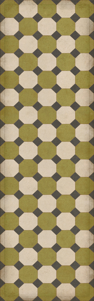 Williamsburg Octagons Sherman - vinyl floor cloth size 36x115