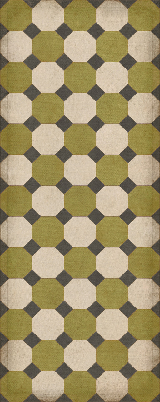 Williamsburg Octagons Sherman - vinyl floor cloth size 36x90